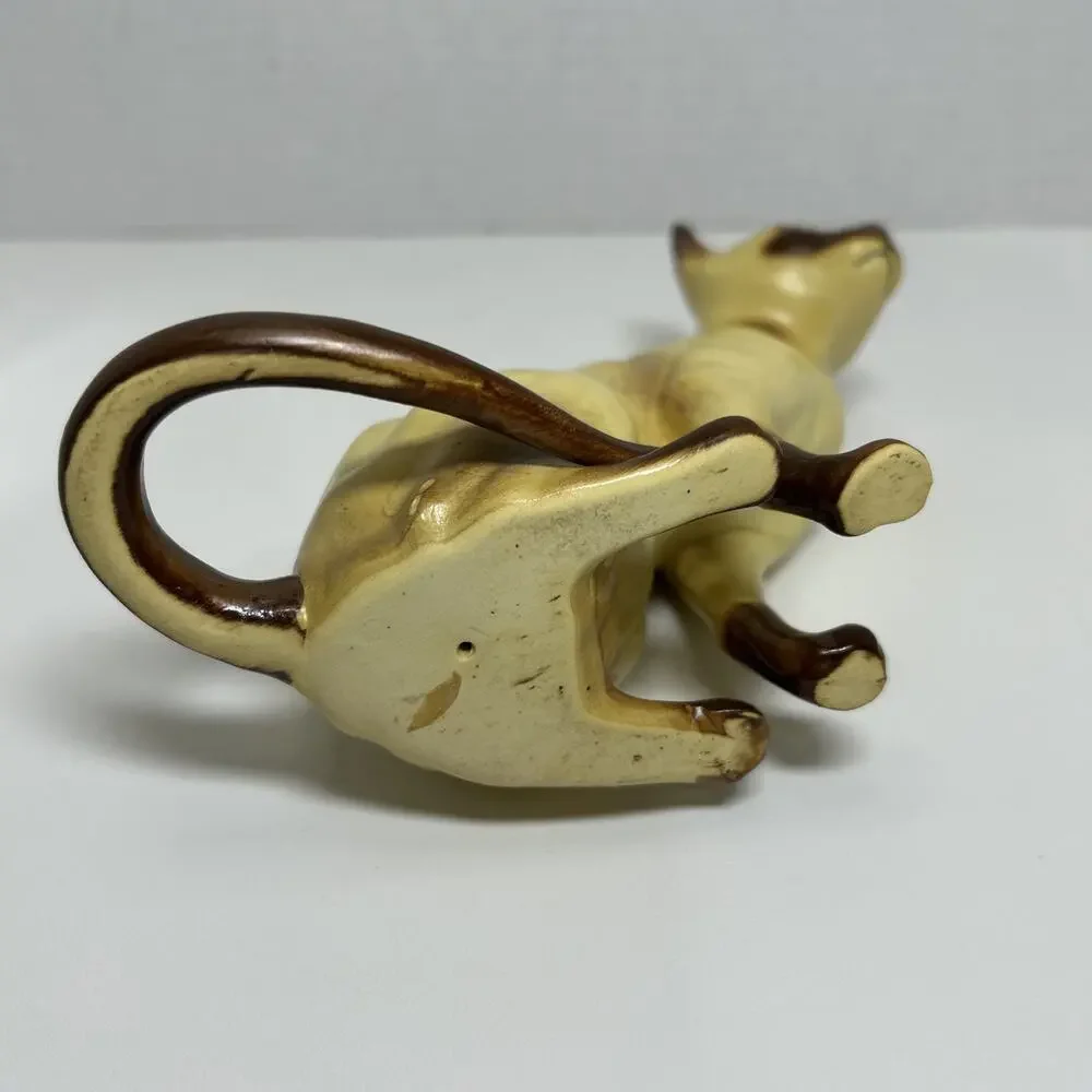 Vtg Ceramic Siamese Cat Hand Painted Choc Point 5.5